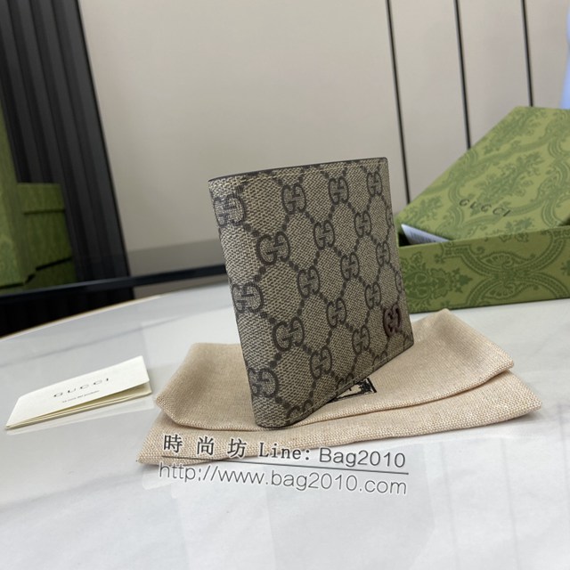 Gucci專櫃古馳最新款飾GG細節錢包小件皮革男士短夾錢包 jh2296型號：768244